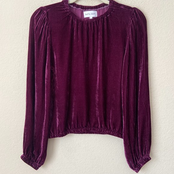 Bella Dahl Tops - Bella Dahl Silk Blend Velvet Smocked Neck Blouse Top